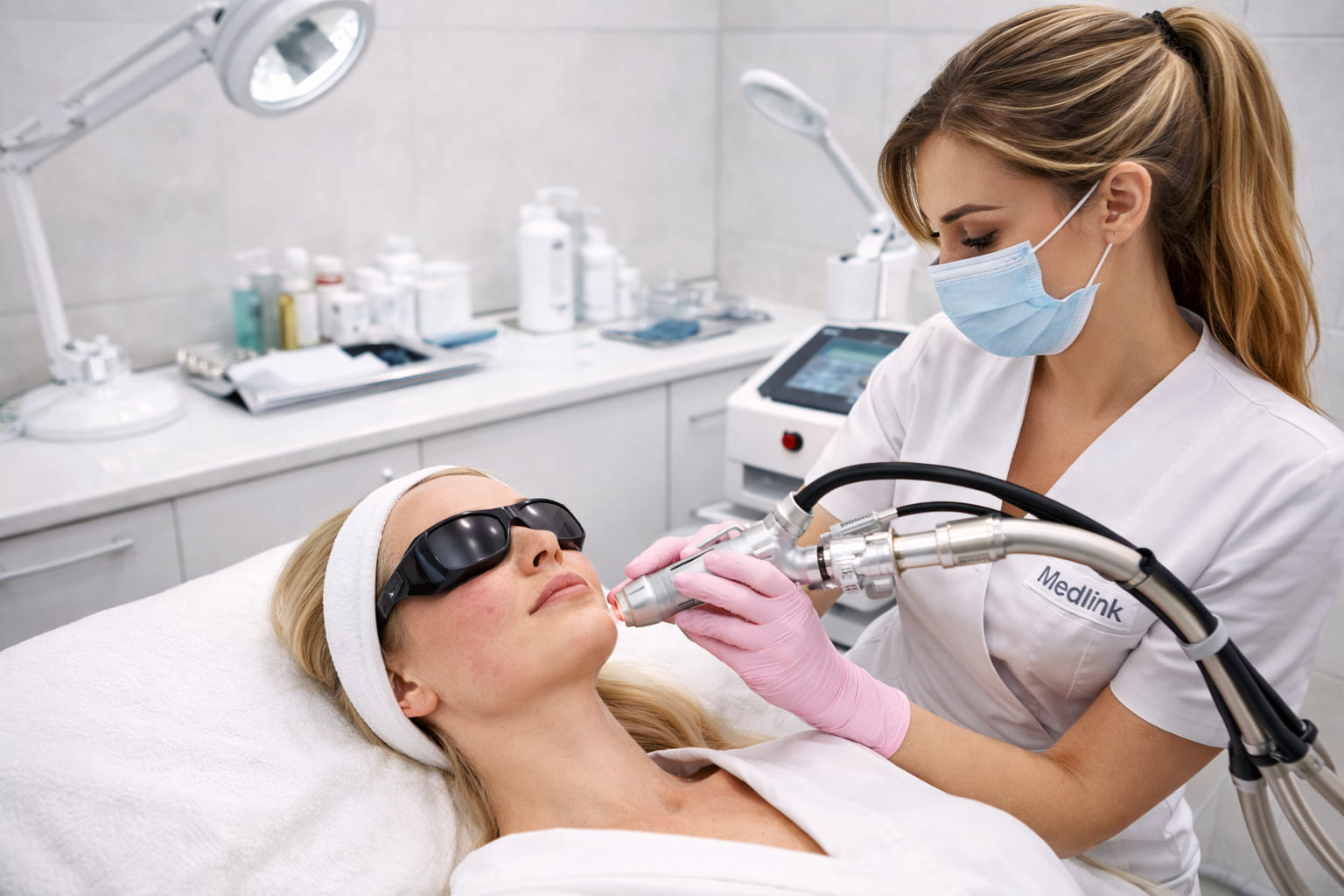 Tratament facial cu laser CO2 realizat la Clinica Medlink din Craiova